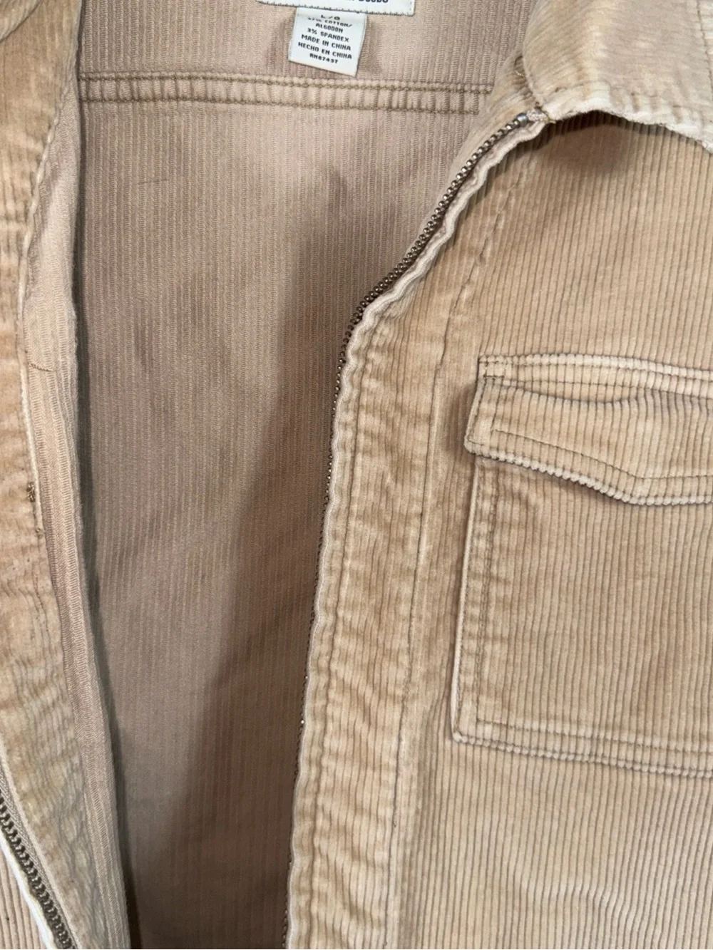 Vintage Women’s Ralph Lauren Tan Corduroy Zip Jacket Pockets crop - Picture 7 of 8